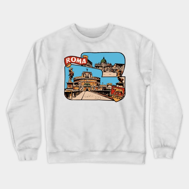 Roma Italy Vintage Style Decal Crewneck Sweatshirt by zsonn